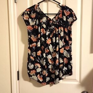 XL Lauren Conrad floral blouse with tie back